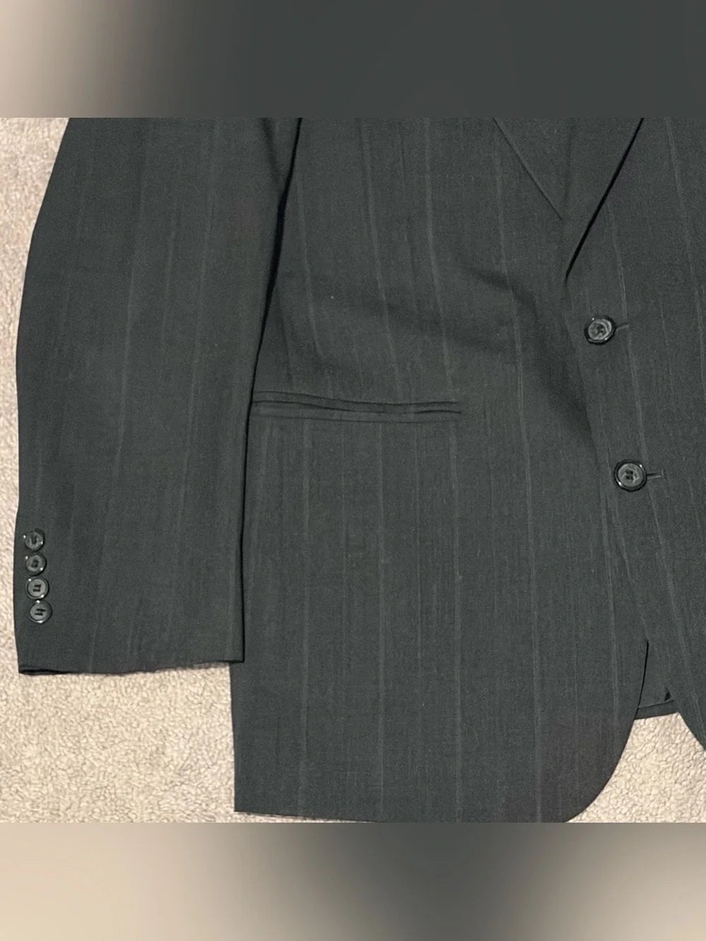 Hardy Amies Black Pinstripe Suit Jacket 40R 100% Pure Wool